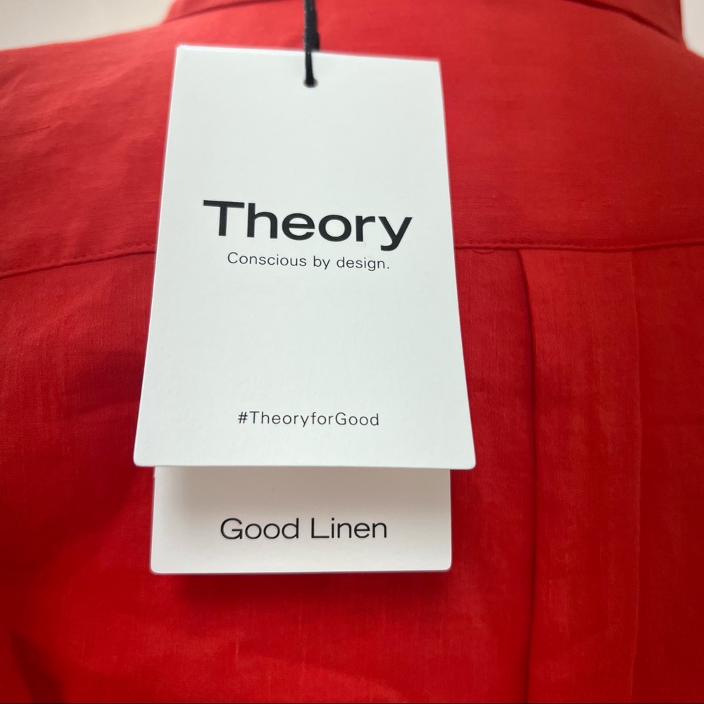 Theory Eco Crunch Belted Mini Shirtdress in Red (1/2) - Picture 7 of 11